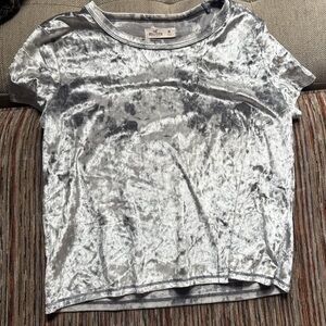 Hollister Silver Velvet Blouse